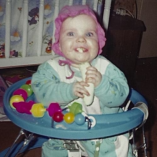 Photo of Sanja as a baby eating
