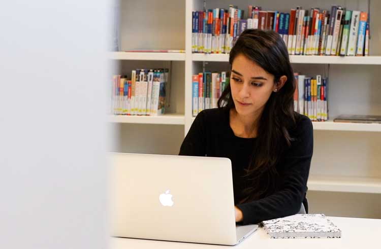 Picture of Sadia at the library.