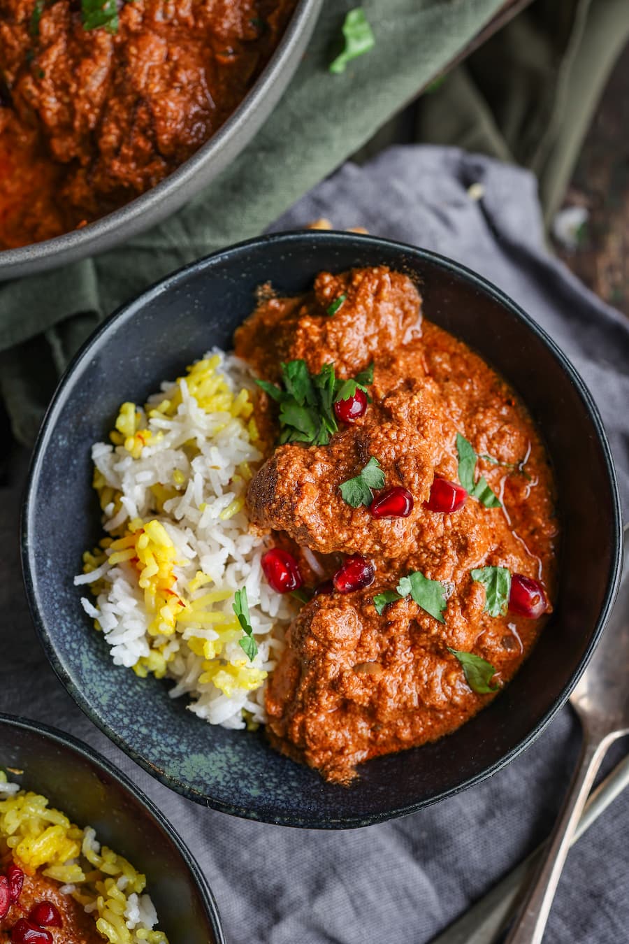Fesenjan Persian pomegranate stew served with rice
